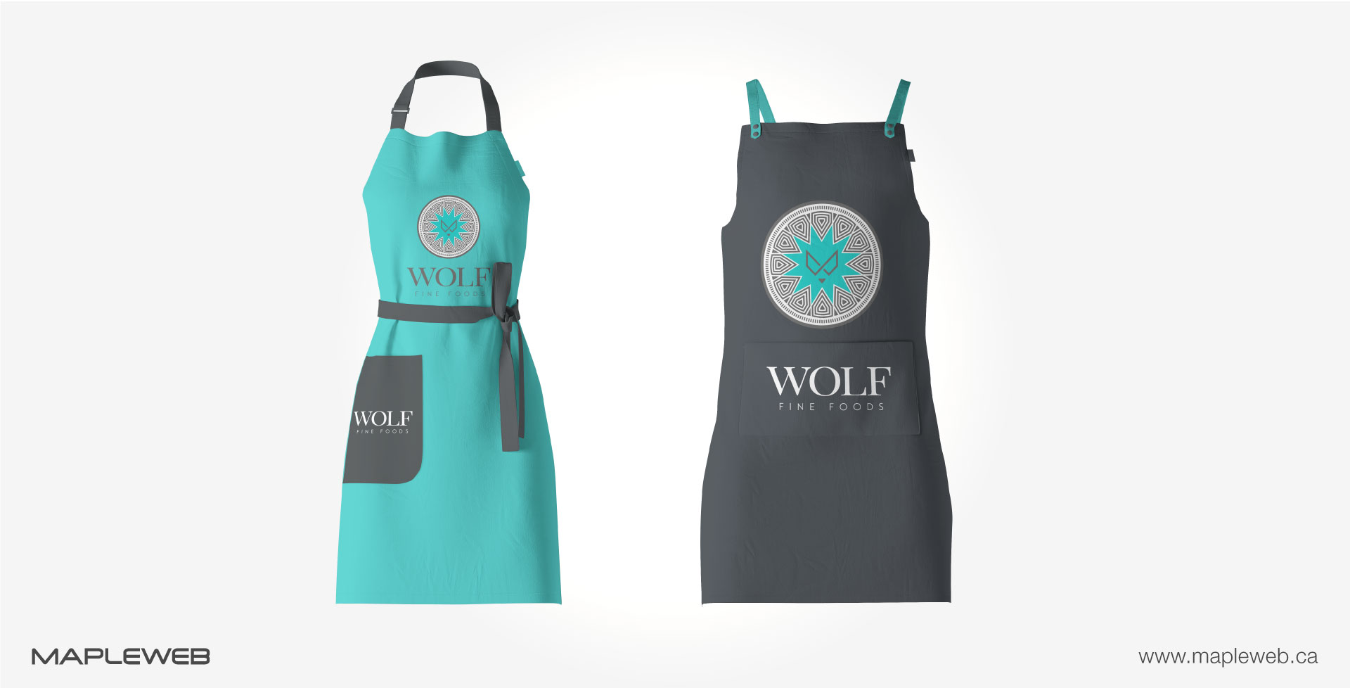 wolf-fine-foods-brand-logo-design-by-mapleweb-vancouver-canada-kitchen aprons-mock